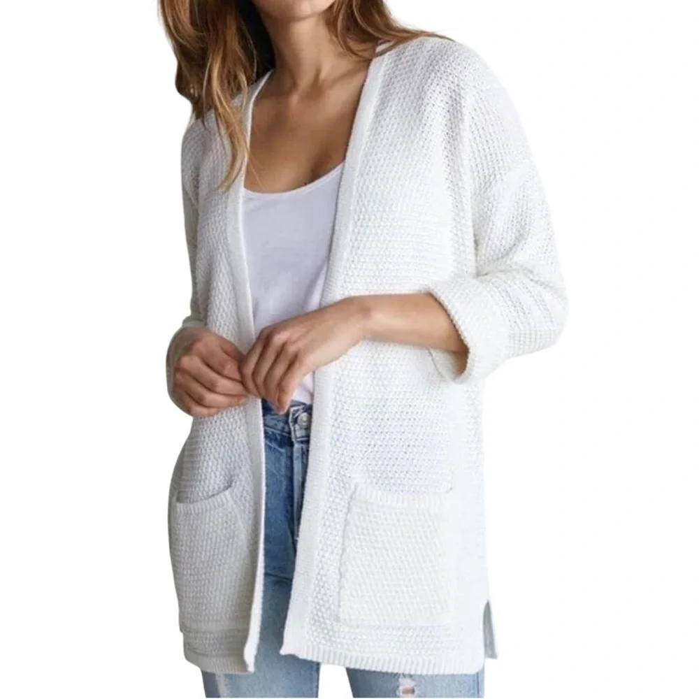 Marine Layer White 100% Cotton Catalina Open Front Cardigan Size Small
